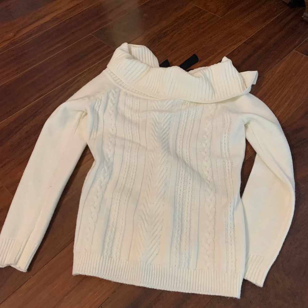 Off the shoulder white sweater
